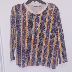 Vintage 80s Gitano Rainbow Print Shirt Womens Plus
